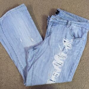 Torrid Light Blue Distressed Straight Leg Jeans